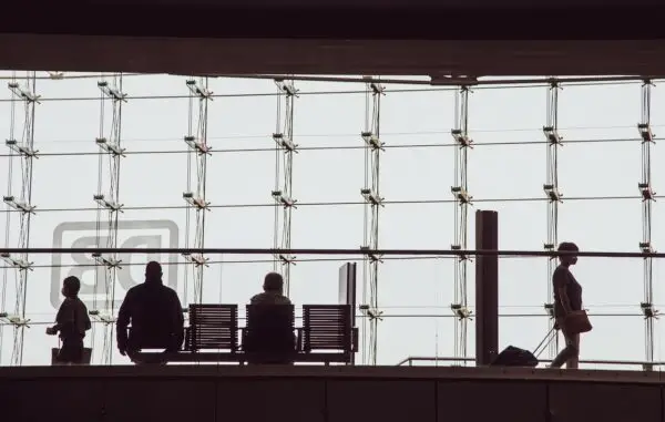 silhouettes, people, bank, suitcase, building, structure, to travel, station, wait, bank, bank, bank, bank, bank